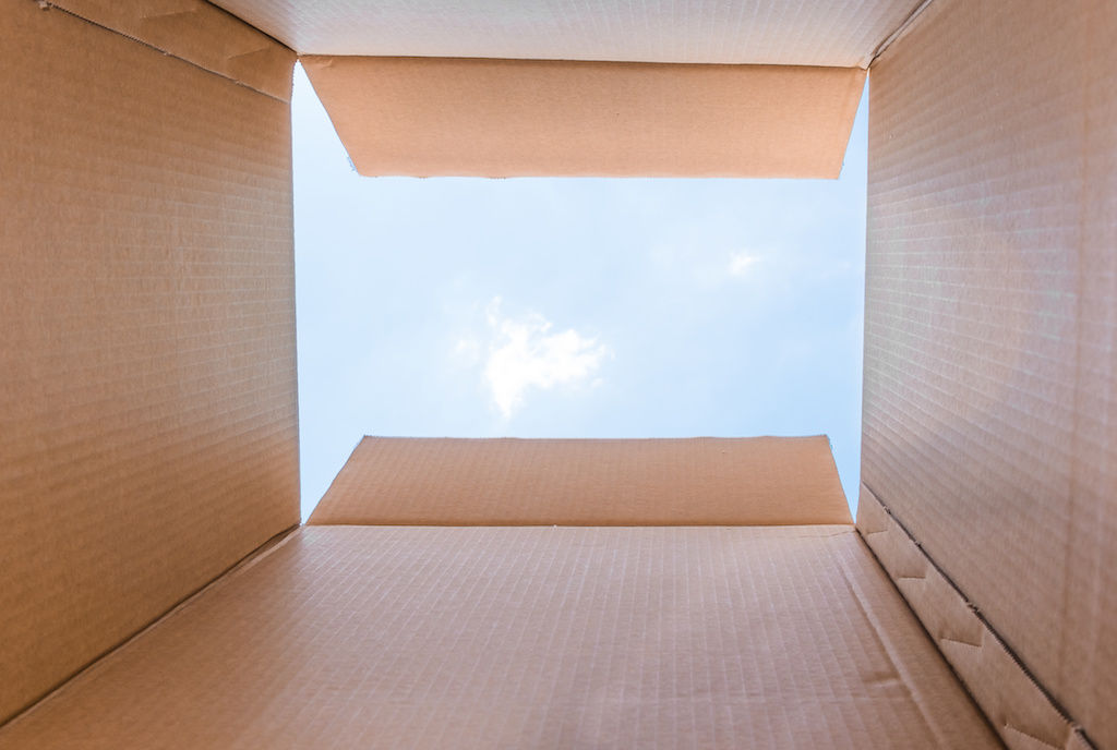 Open box with camera inside pointed at sky